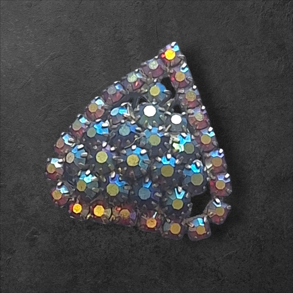 Vintage Multicolor Rhinestone Hat Clip Clover LEAF
